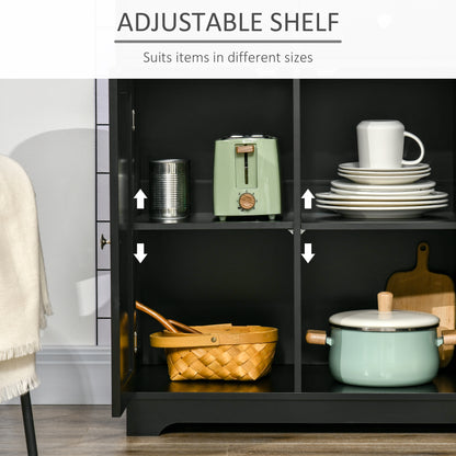 Sideboard Buffet Cabinet with Storage Cabinets and Drawers Black