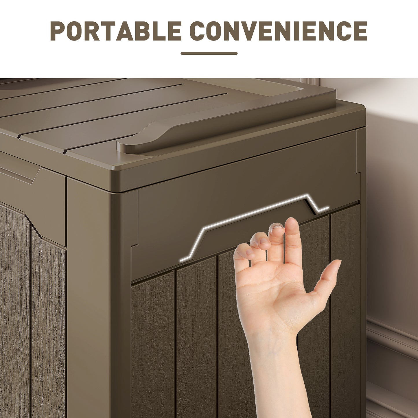 107 L Plastic Storage Chest with Lock Hole and Handles Dark Brown