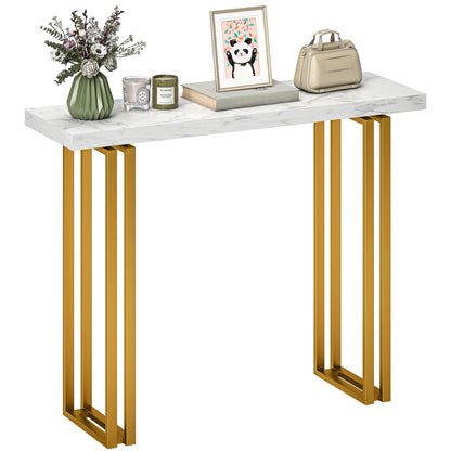 Modern Slim Long Accent Sofa Side Hall Desk for Hallway, White