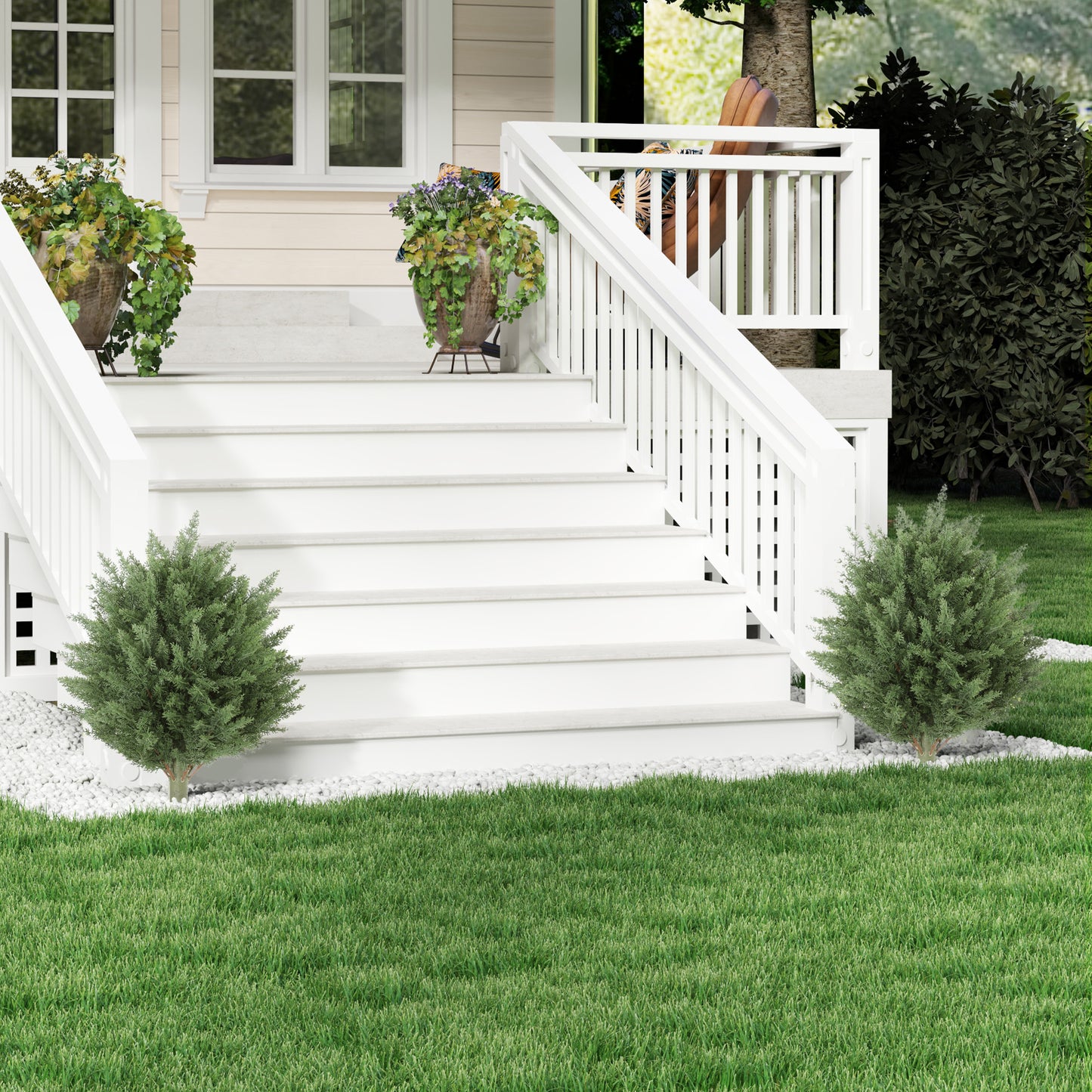 60 cm Artificial Cypress Tree with Ground Stake, Set of 2, Green