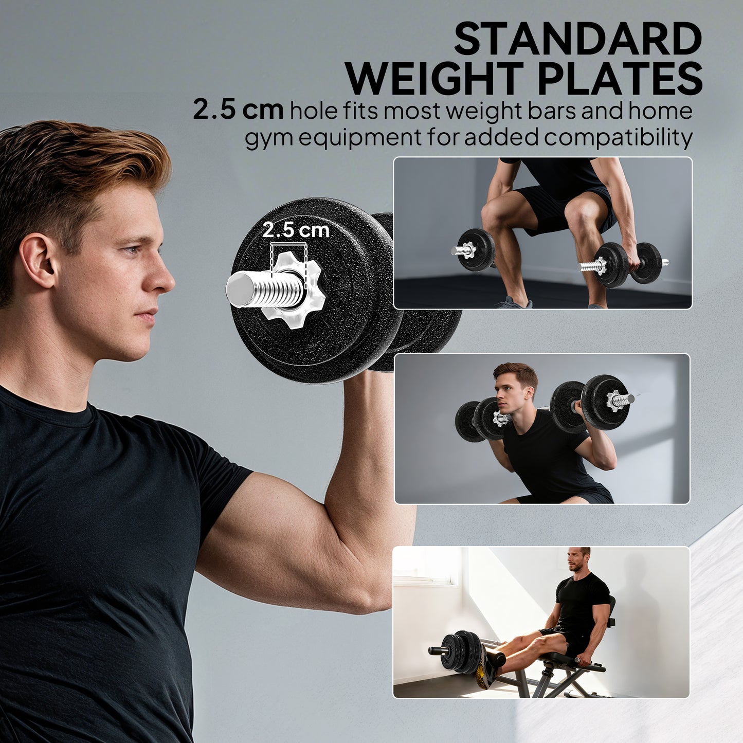 2-in-1 Adjustable Dumbbells Set, 20kg Weights Dumbbells Set