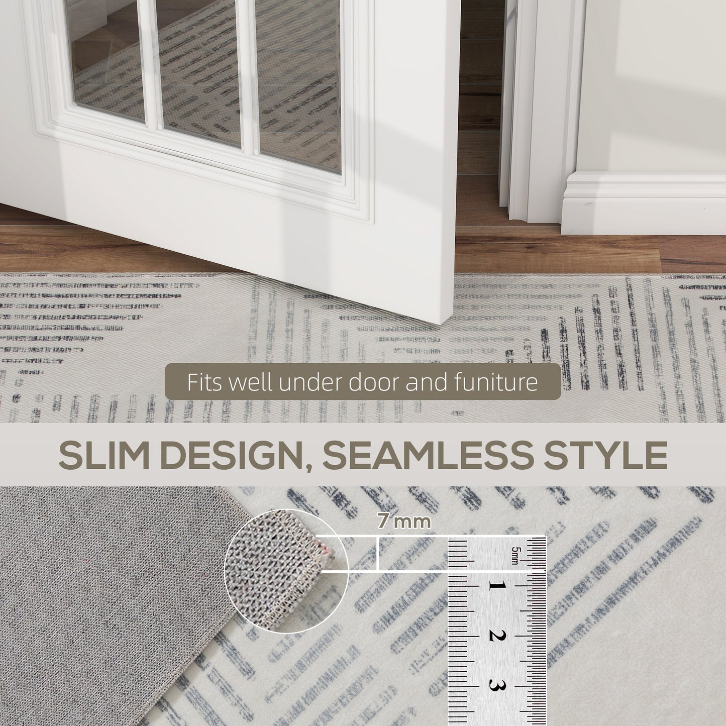 Non-Slip Large Rug for Living Room 230 x 160 cm, Grey