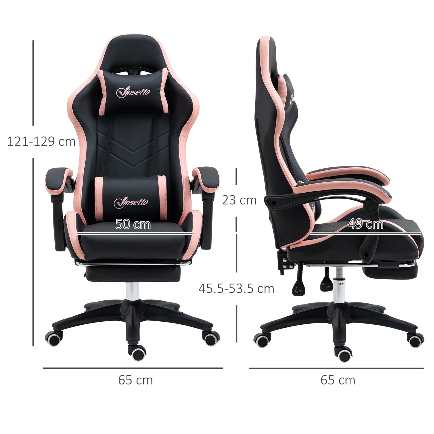 Racing Style Gaming Chair with Reclining Function Footrest, Black