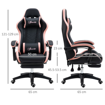 Racing Style Gaming Chair with Reclining Function Footrest, Black