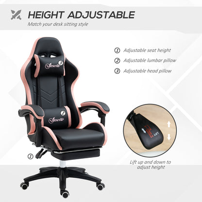 Racing Style Gaming Chair with Reclining Function Footrest, Black