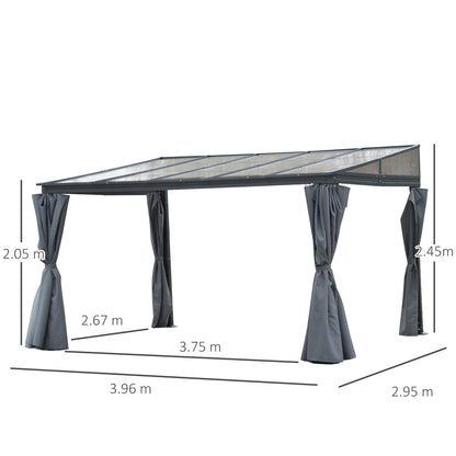 Outdoor Pergola Gazebo Party Tent Garden Sun Shelter 4 x 3m w/ Curtain