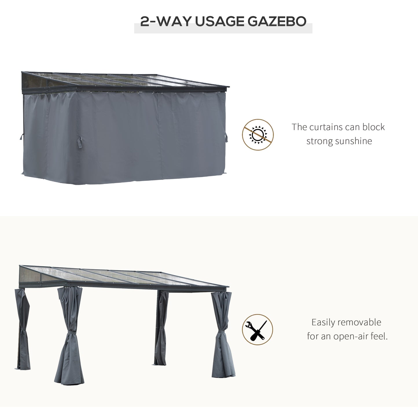 Outdoor Pergola Gazebo Party Tent Garden Sun Shelter 4 x 3m w/ Curtain