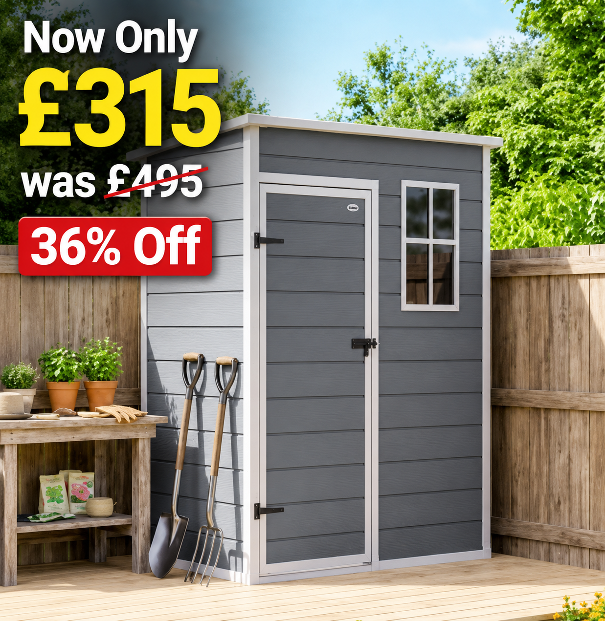 5' x 3' Plastic Garden Shed with Floor, Outdoor Storage Shed with Lockable Door, Window and Vent for Garden, Patio, Grey