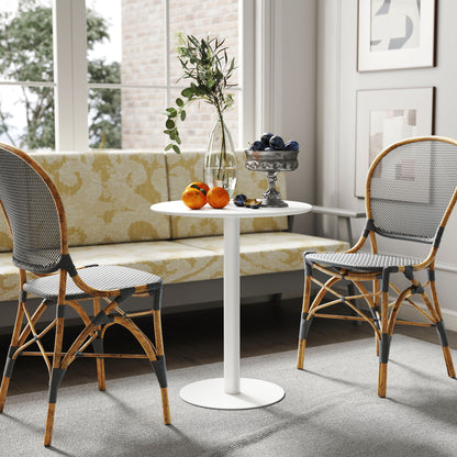 Dining Table, 60 cm Round Kitchen Table for 2 with Steel Base, White