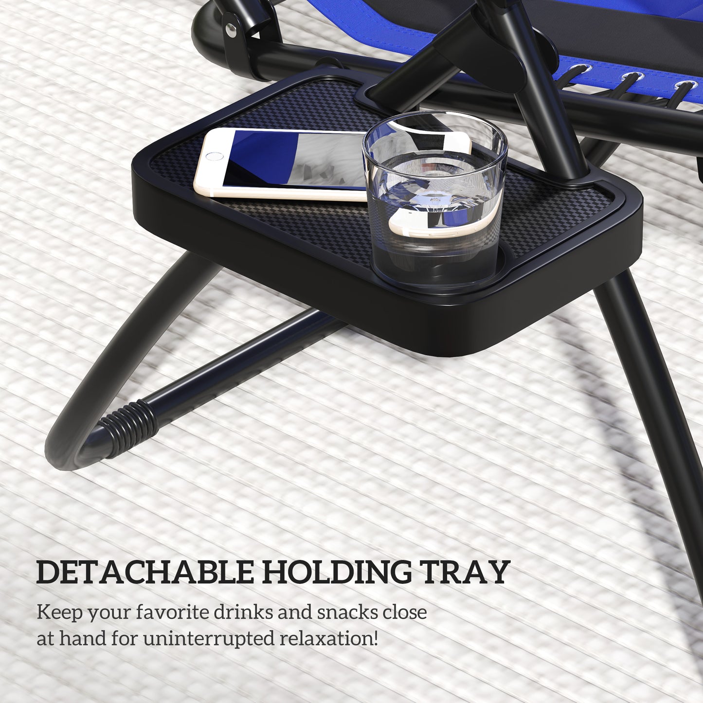2 Pcs Zero Gravity Lounger Chair, Folding Reclining Chair, Blue