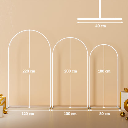 Wedding Arch Frame Set, 2.2, 2, 1.8 m Arch Backdrop Stand White
