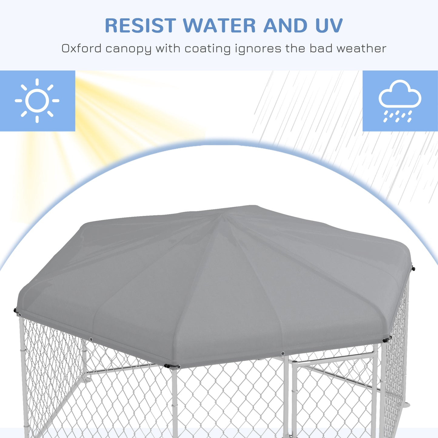 Outdoor Dog Kennel w/ Water-Resistant UV-Resistant Roof 2.1 x 1.85 x 1.5m