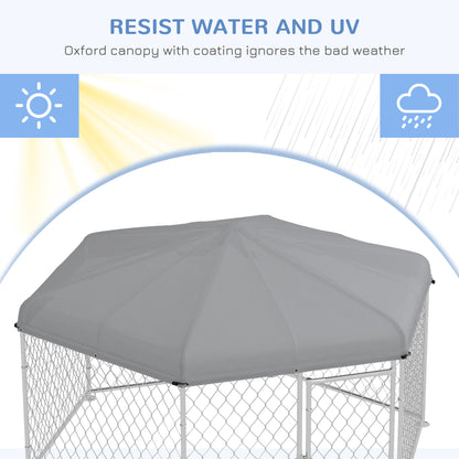 Outdoor Dog Kennel w/ Water-Resistant UV-Resistant Roof 2.1 x 1.85 x 1.5m