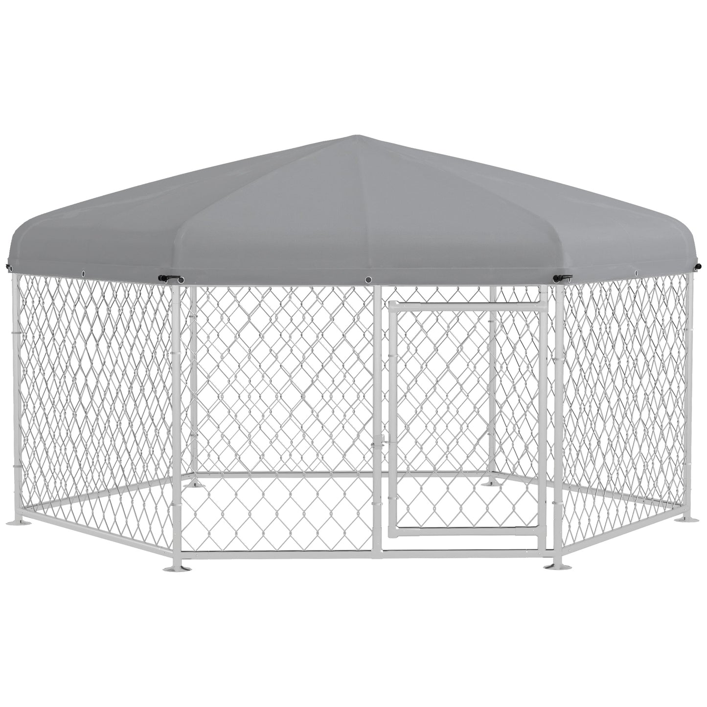 Outdoor Dog Kennel w/ Water-Resistant UV-Resistant Roof 2.1 x 1.85 x 1.5m