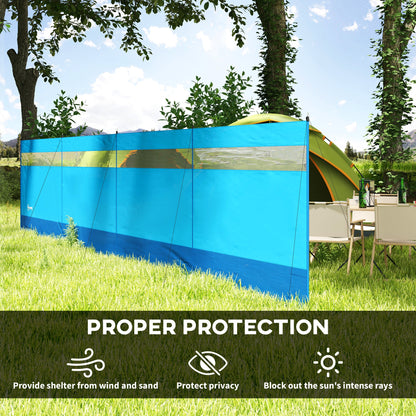 Beach/Camping Windbreaks with Clear Windows and Carry Bag, 725 x 140cm, Blue