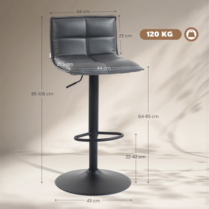 Bar Stools Set of 2 Swivel Height Adjustable Barstools Dark Grey