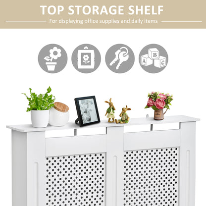Wooden Radiator Cover Heating Cabinet Modern Home Furniture Grill Style White Painted (Medium)