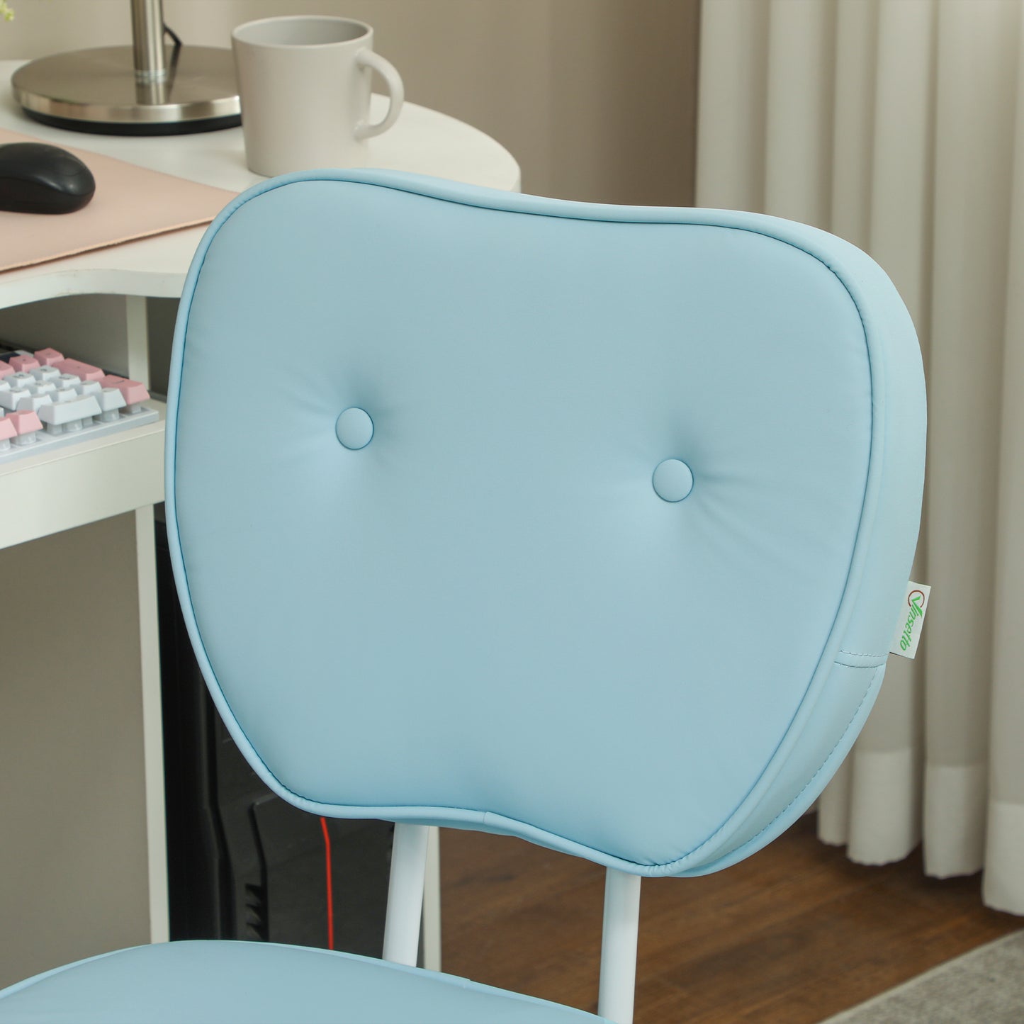 Vanity Task Chair with Adjustable Height, Armless, Blue