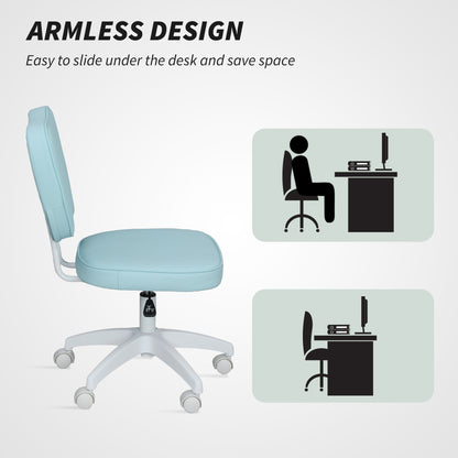 Vanity Task Chair with Adjustable Height, Armless, Blue