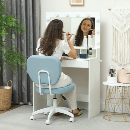 Vanity Task Chair with Adjustable Height, Armless, Blue