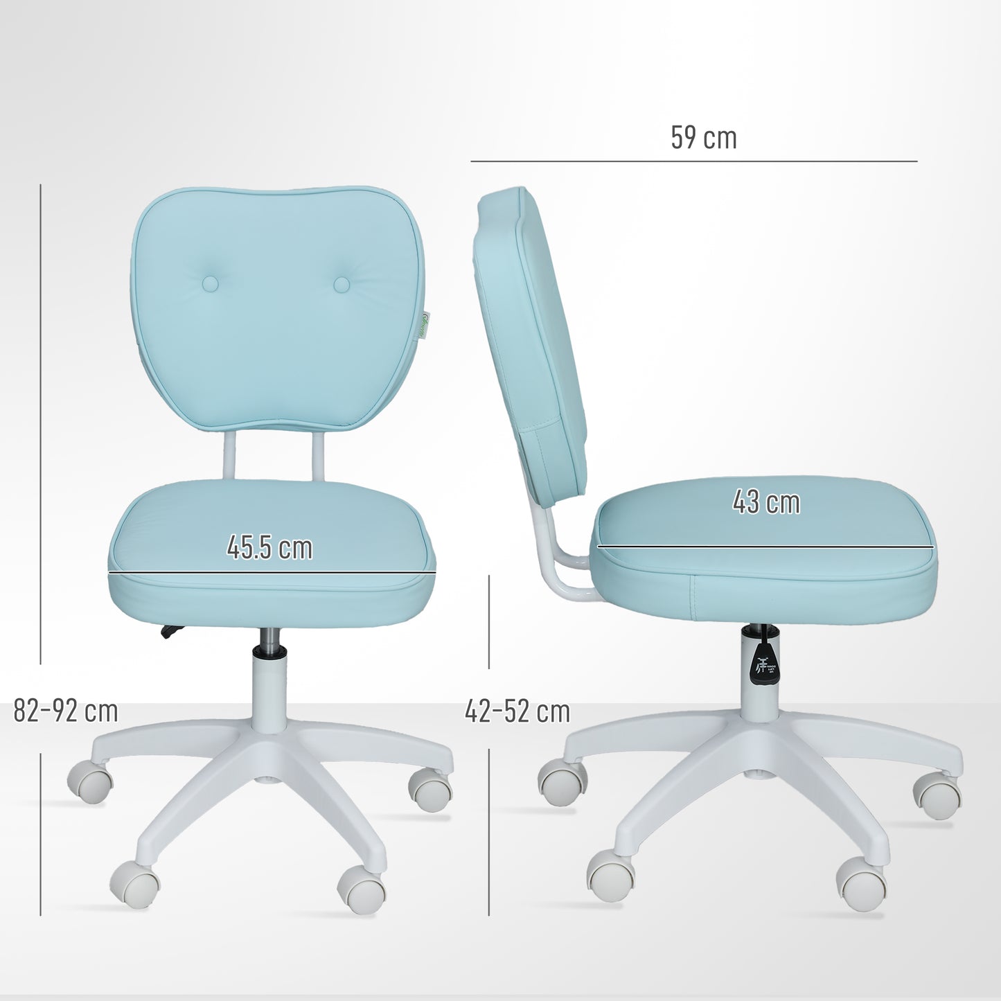 Vanity Task Chair with Adjustable Height, Armless, Blue