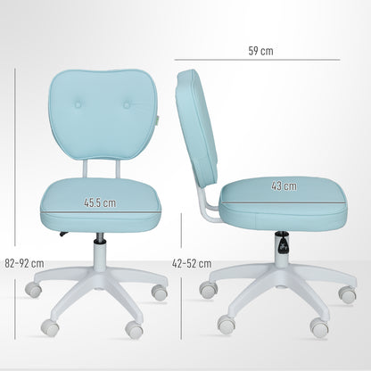 Vanity Task Chair with Adjustable Height, Armless, Blue