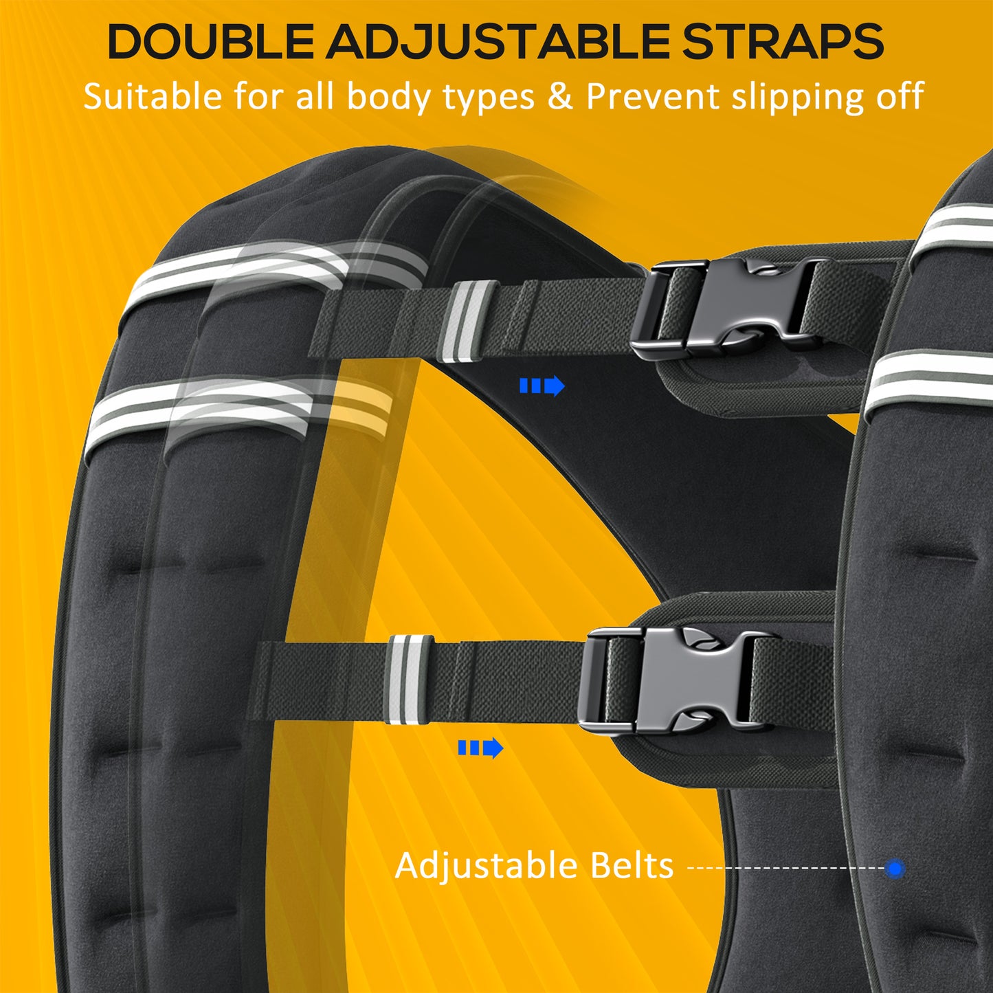 10KG Weighted Vest with Adjustable Straps, Pocket, Reflective Strips