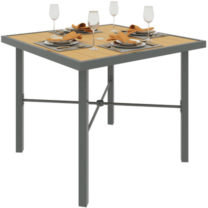 90cm Square Outdoor Patio Garden Dining Table with Umbrella Hole