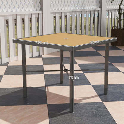 90cm Square Outdoor Patio Garden Dining Table with Umbrella Hole