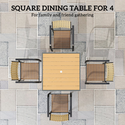 90cm Square Outdoor Patio Garden Dining Table with Umbrella Hole