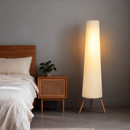 Dimmable Standing Lamp, Nordic Tripod Floor Lamp with Wood Legs