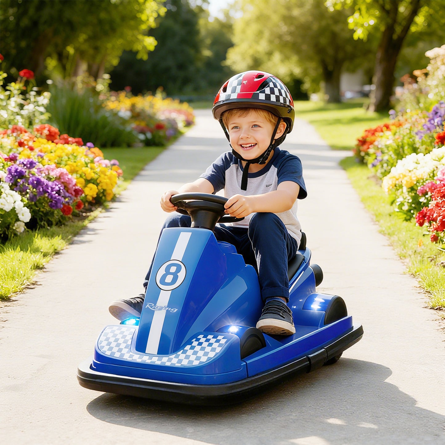 Electric Kids Bumper Car with 360 Degree Rotation Spin, Blue
