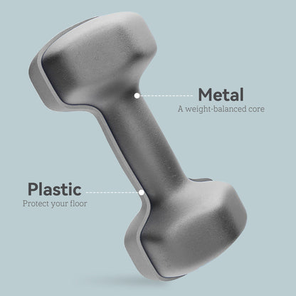 Set of 2 Hexagonal Dumbbells Weights Pair, 2 x 6kg, Grey