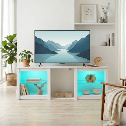 160cm TV Unit w/ LED Lights for 70" TV Modern TV Stand Cabinet