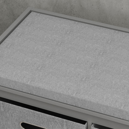 Shoe Bench with Seat, Shoe Storage Bench with Fabric Drawers, Grey