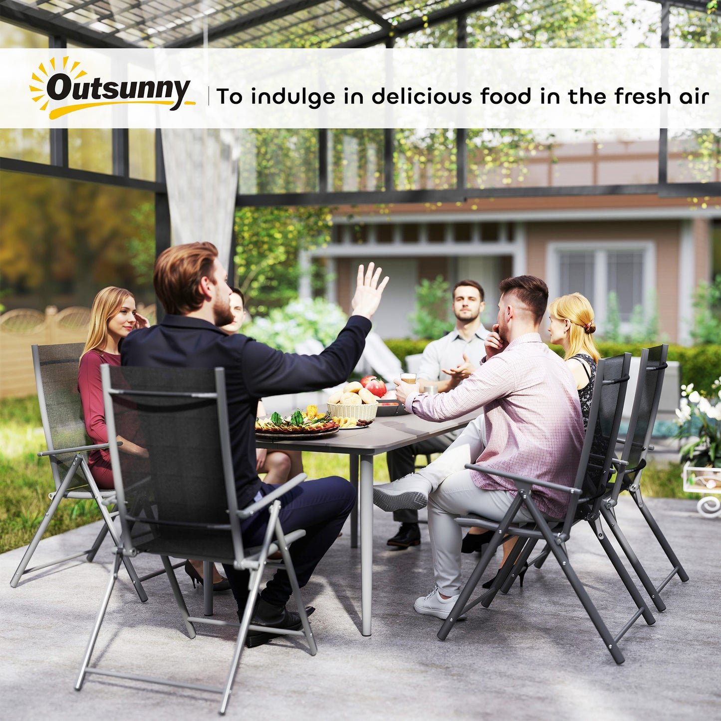 Garden Table with Rust Resistant Metal Frame, Dark Grey