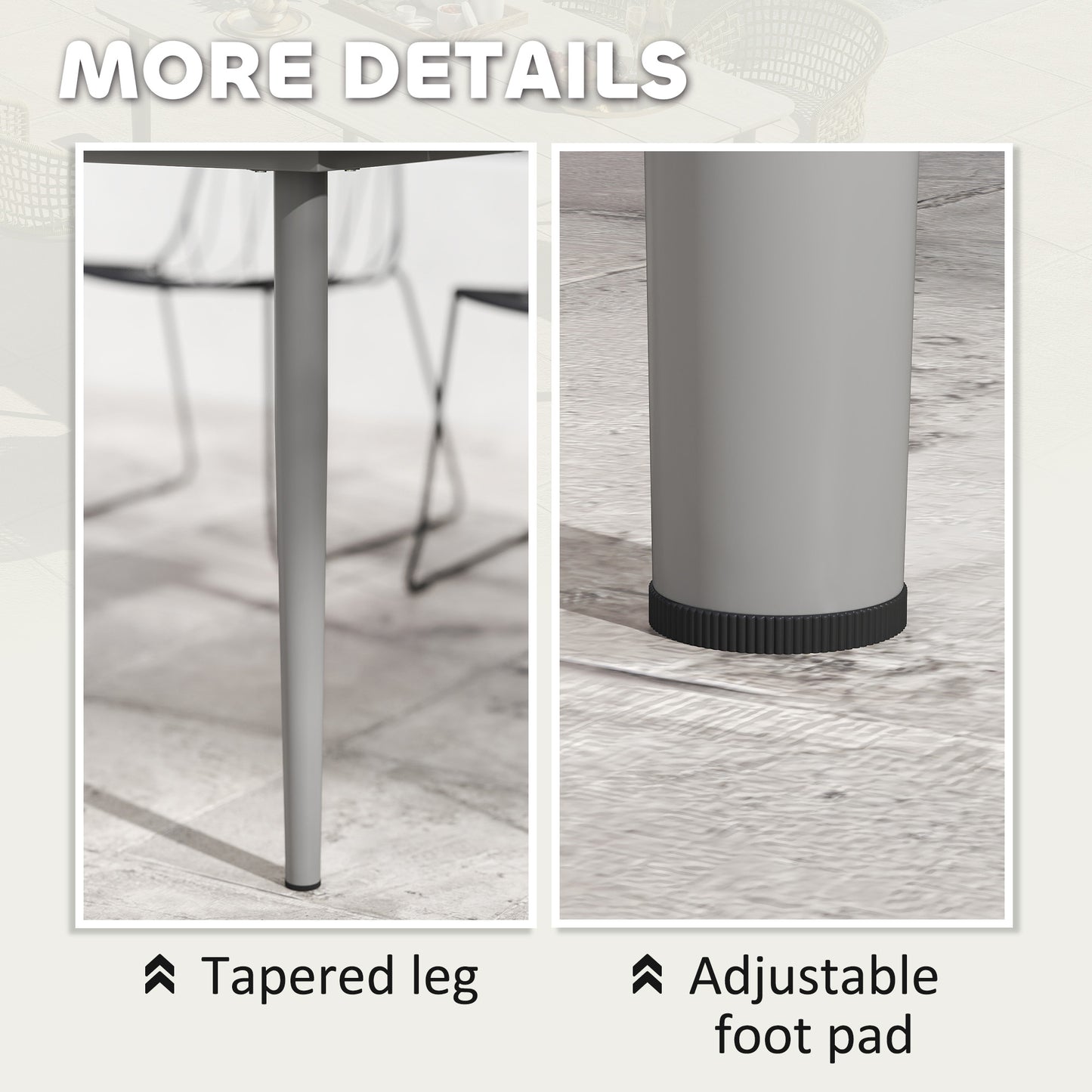 Garden Table with Rust Resistant Metal Frame, Dark Grey
