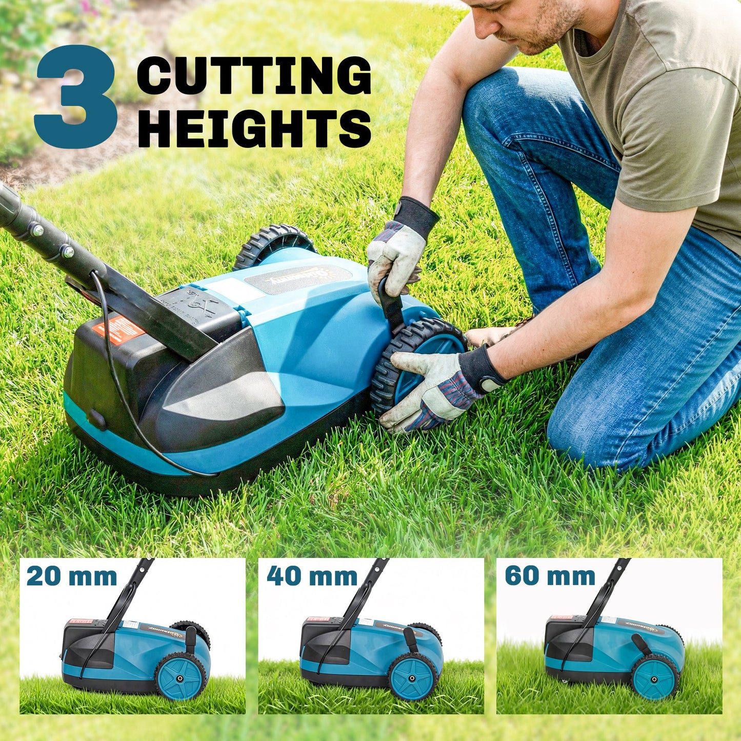 18V Cordless Lawnmower with 2 x 4Ah Batteries & Charger