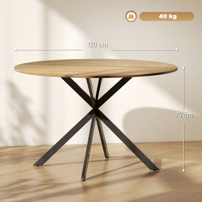 120 cm Dining Table for 4, Industrial Kitchen Table with Steel Legs