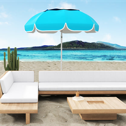 Beach Umbrella, Adjustable Height & Tilt Portable Parasol, Blue
