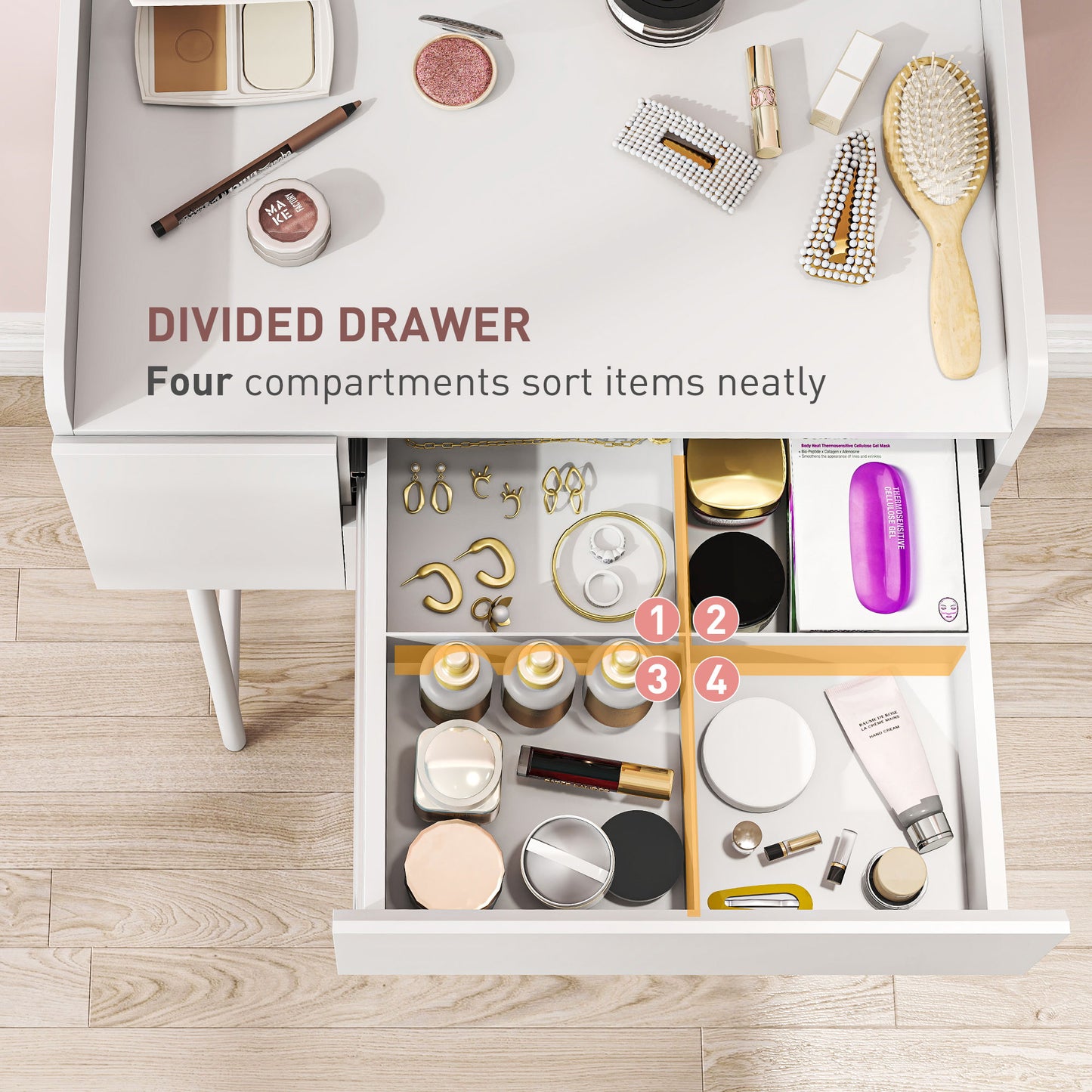 Makeup Vanity Table with Mirror Drawers Modern Dressing Table White