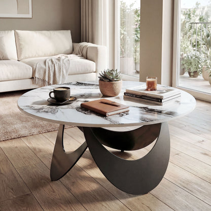 Coffee Table Sintered Stone Top White and Black