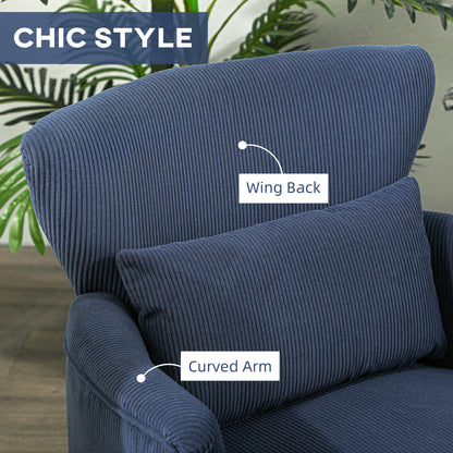 Armchair with Padded Seat and Backrest for Living Room, Blue