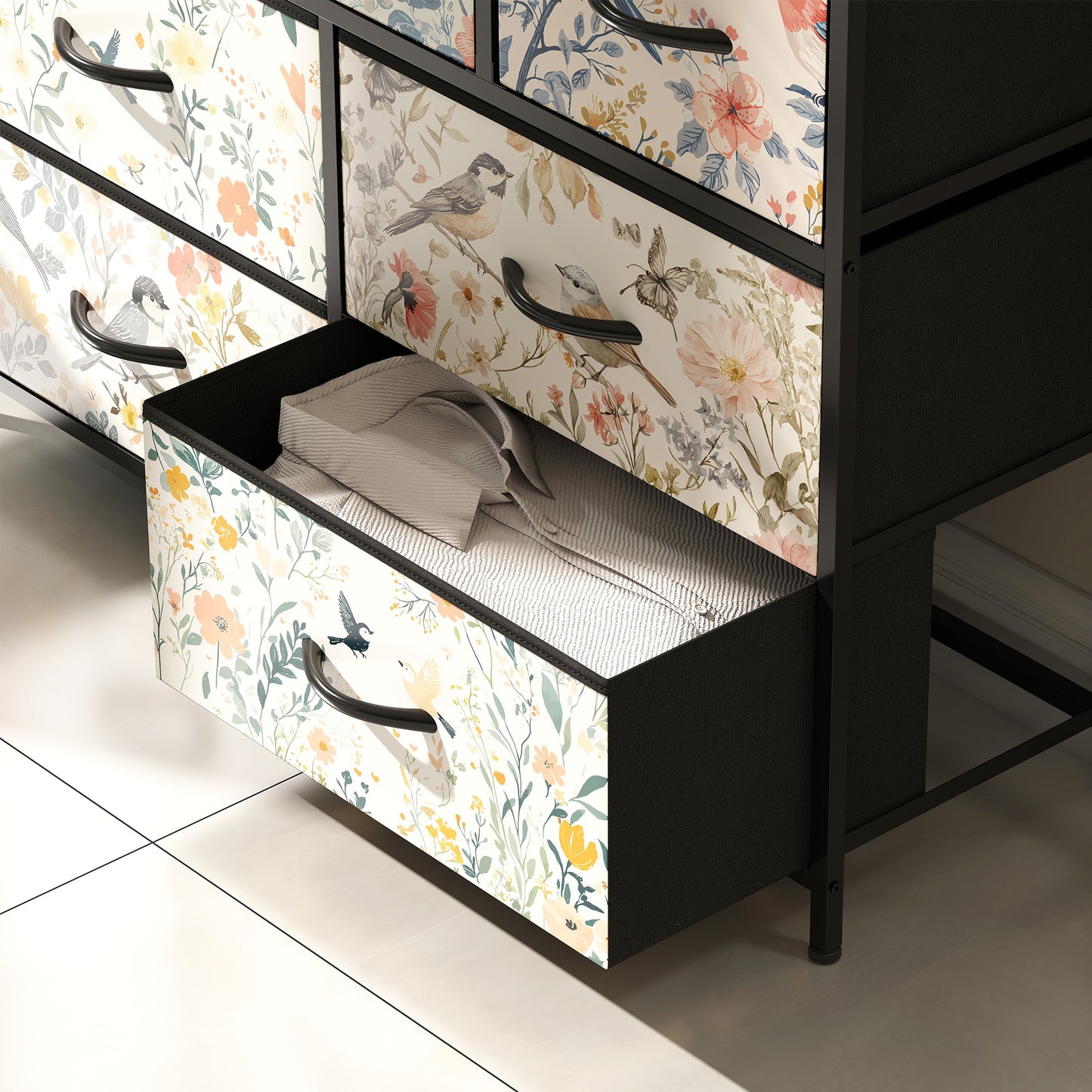 7-Drawer Chest of Drawers, Fabric Dresser, White