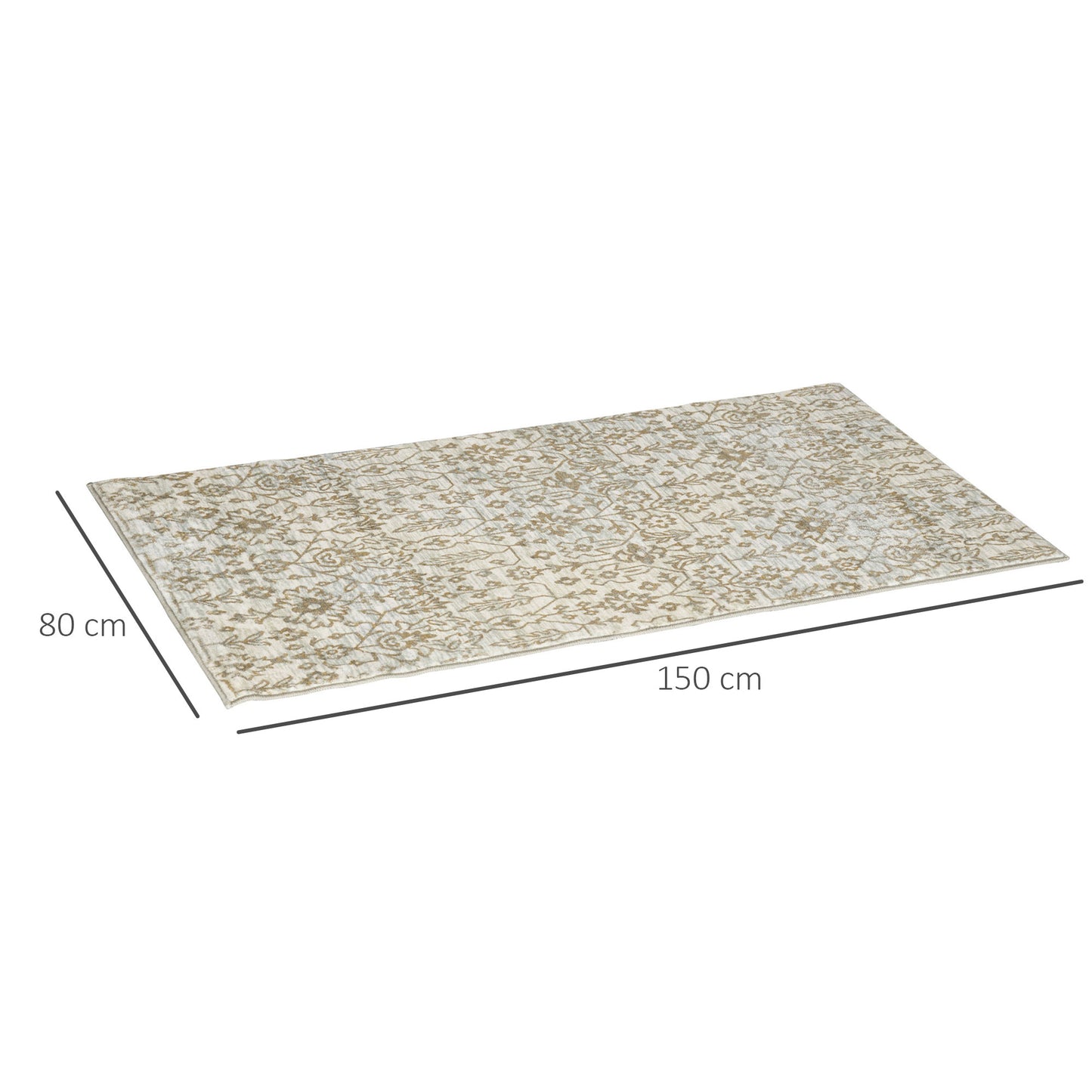 Green Rug Floral Pattern Carpet for Living Room, Bedroom, 150 x 80cm