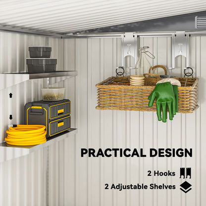 7 x 5FT Garden Shed w/ Foundation Lean to Metal Tool Shed Grey