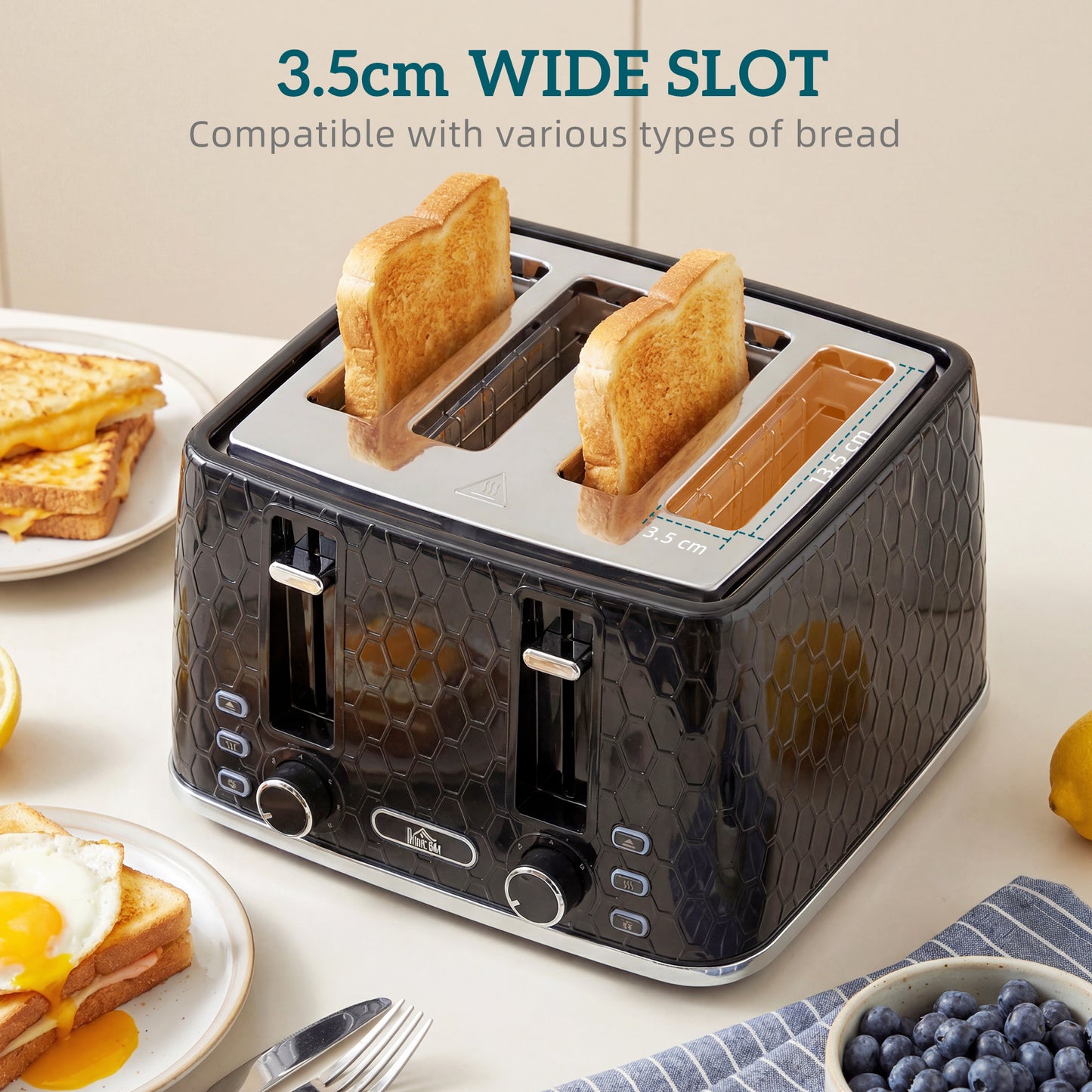 Kettle and Toaster Set with Strix Thermostat, Crumb Tray, Black