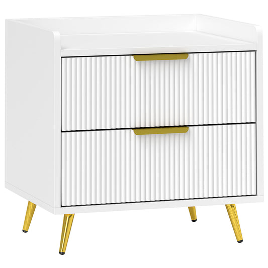 Bedside Table with 2 Drawers for Bedroom, Living Room, White
