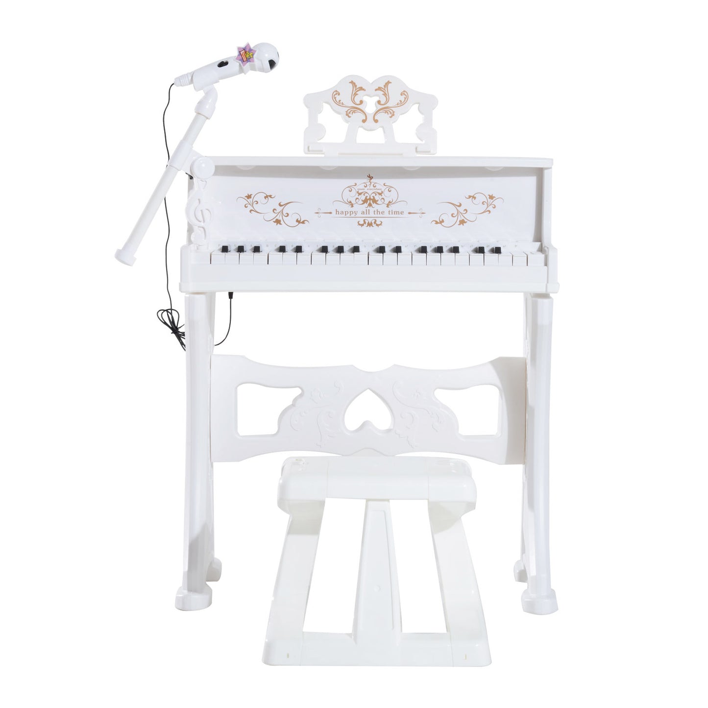 37 Key Keyboard Battery Piano Kids Microphone Stool Educational Game