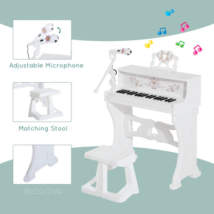 37 Key Keyboard Battery Piano Kids Microphone Stool Educational Game